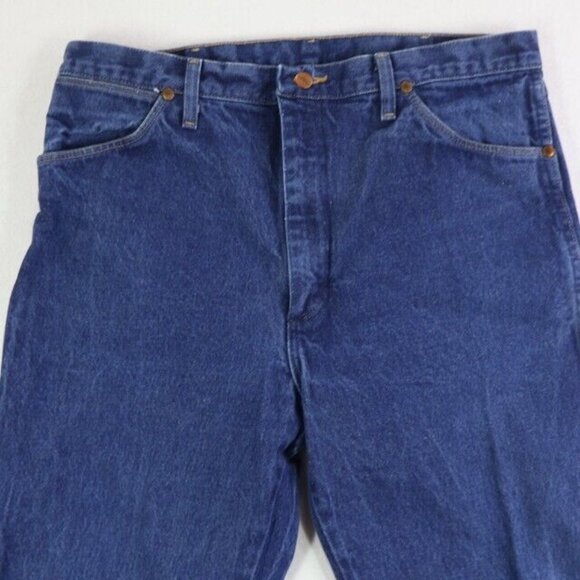 Wrangler Jeans Mens 36x34 (Fits 34x33.25) Blue Cowboy Cut Dark Wash - Picture 2 of 10
